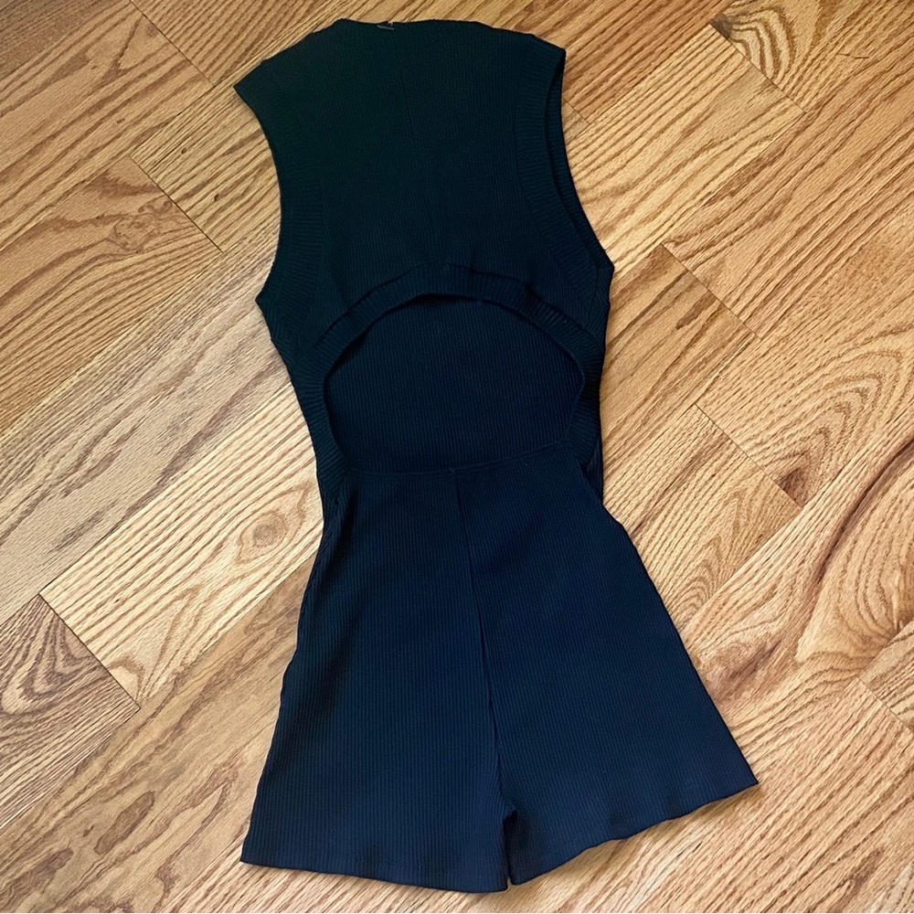 Zara Black Ribbed Unitard Romper - Picture 4 of 5